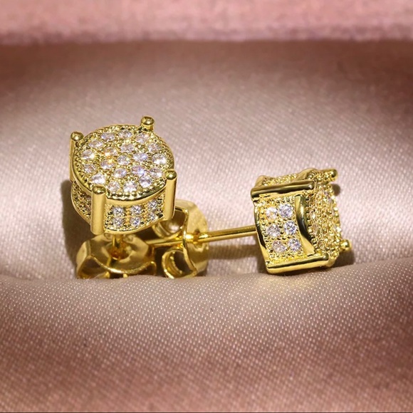 925Sterling Silver BLING ICED HIP HOP STUD EARRING - Picture 2 of 10